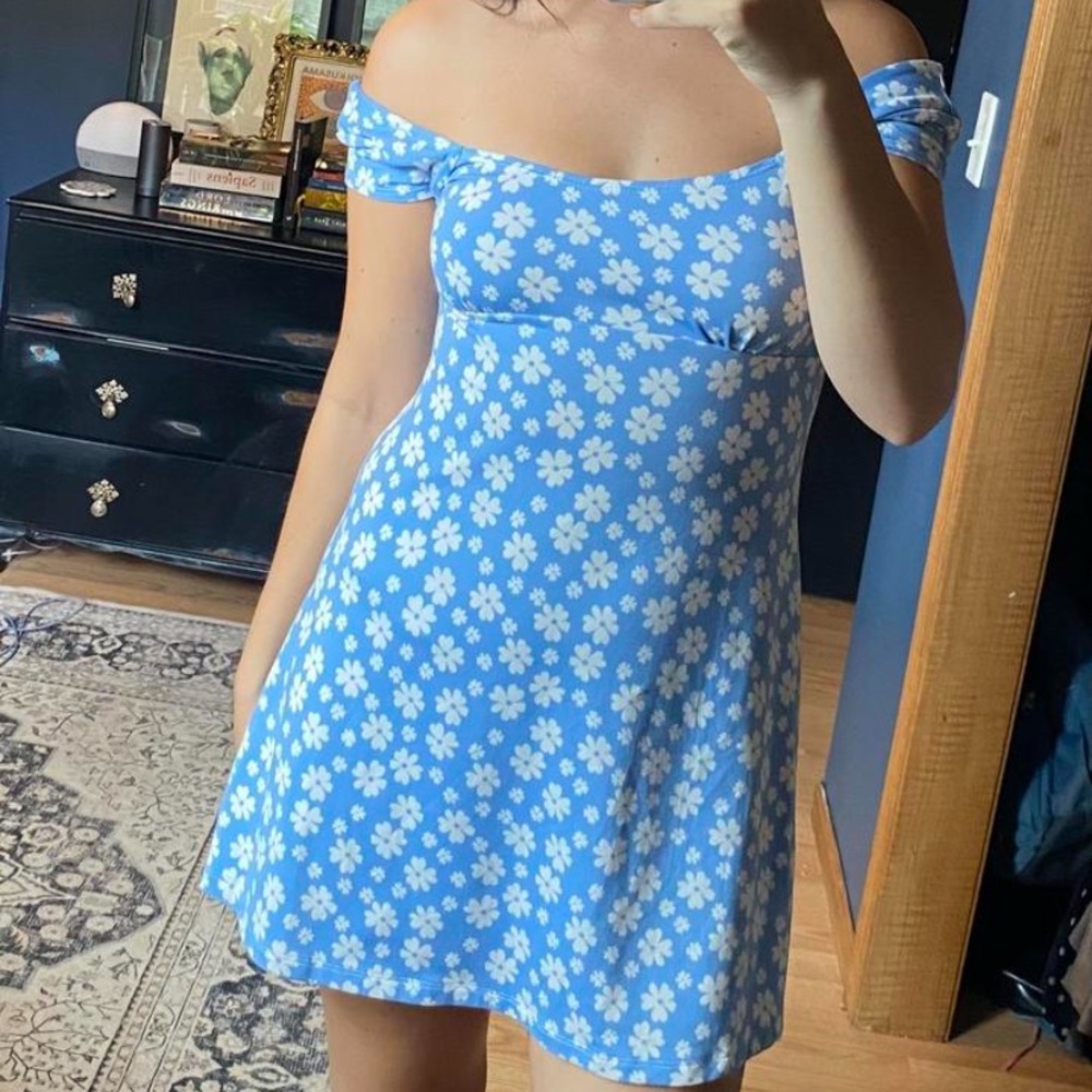 Altar'd State Light Blue Floral Mini Dress